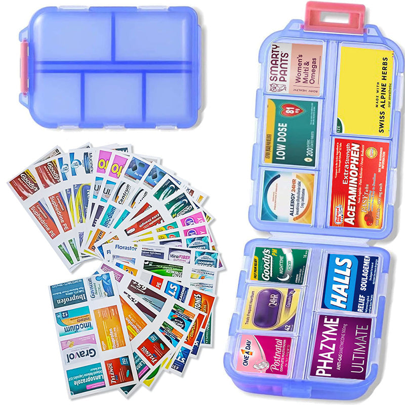 Compact Portable Travel Pill Organizer with 161 Labels