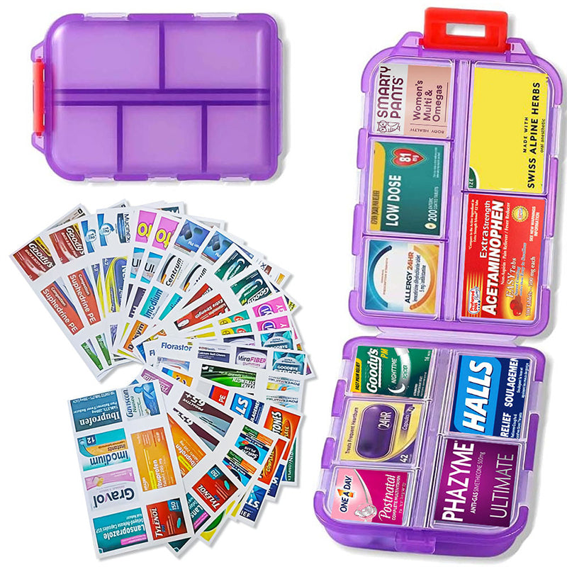 Compact Portable Travel Pill Organizer with 161 Labels