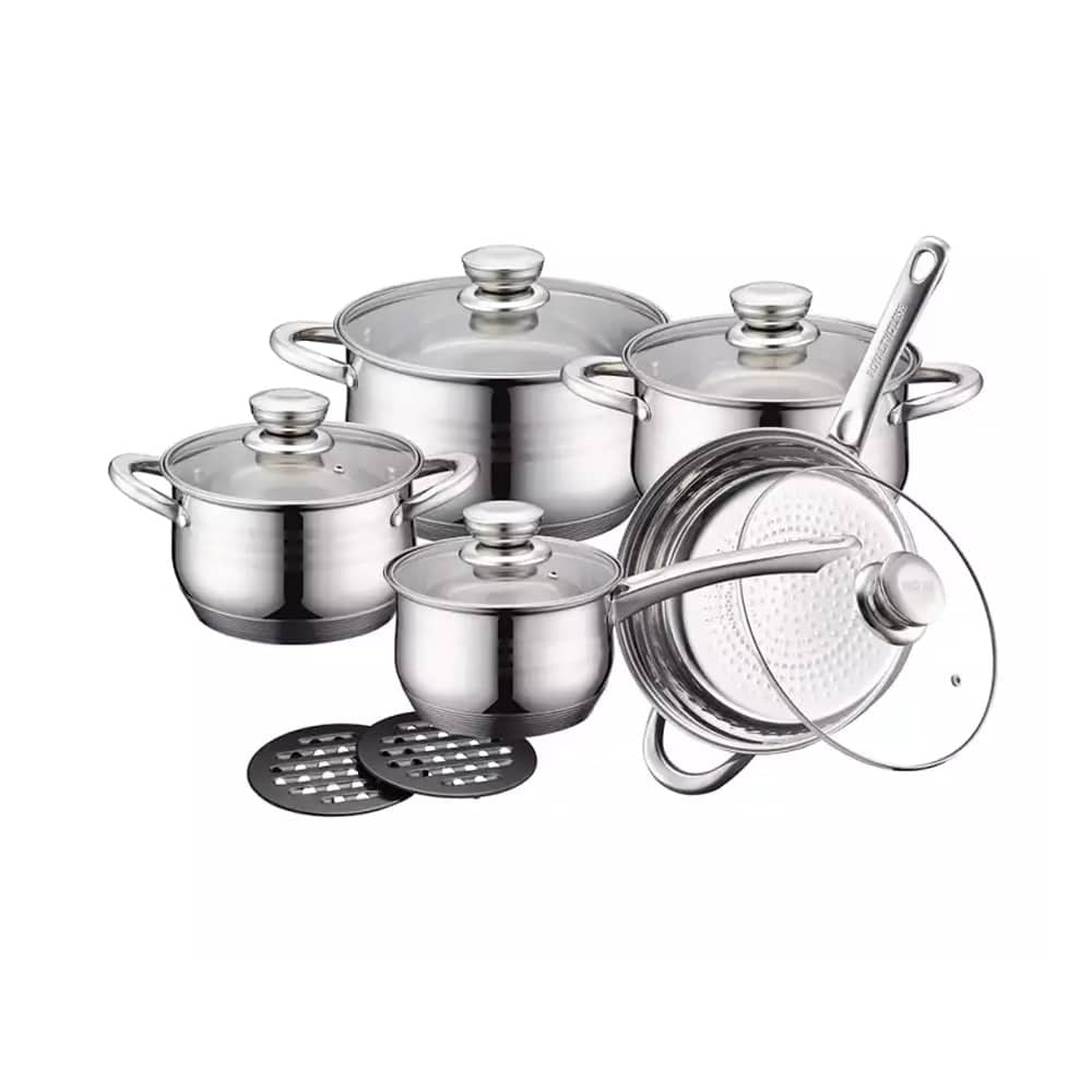 Cookware Set in Stainless Steel (12 Pieces)