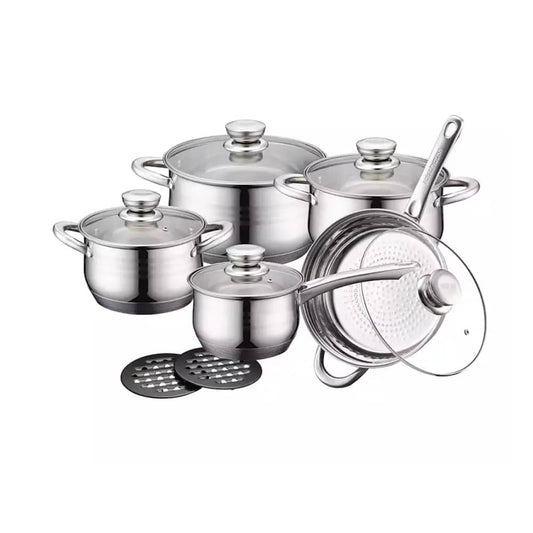Cookware Set in Stainless Steel (12 Pieces)