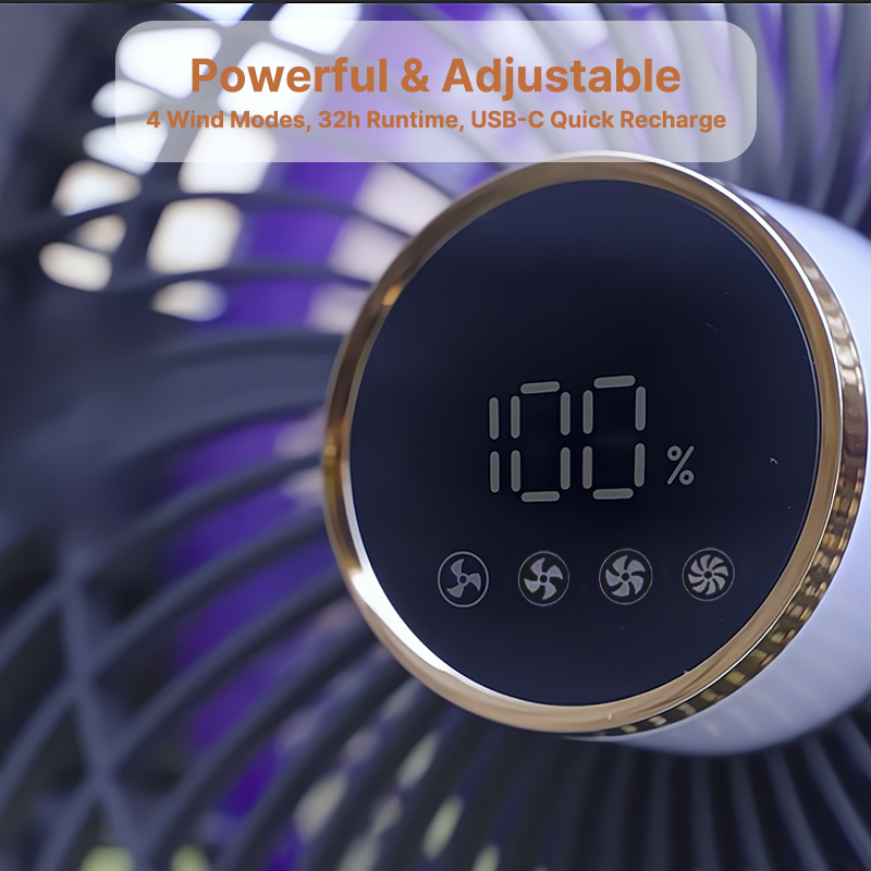 Cordless Outdoor Fan with LED Light - 20000mAh