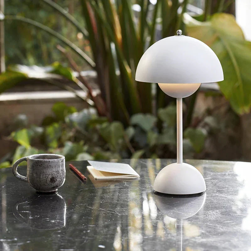 Cordless Retro LED Table Lamp with Umbrella Design