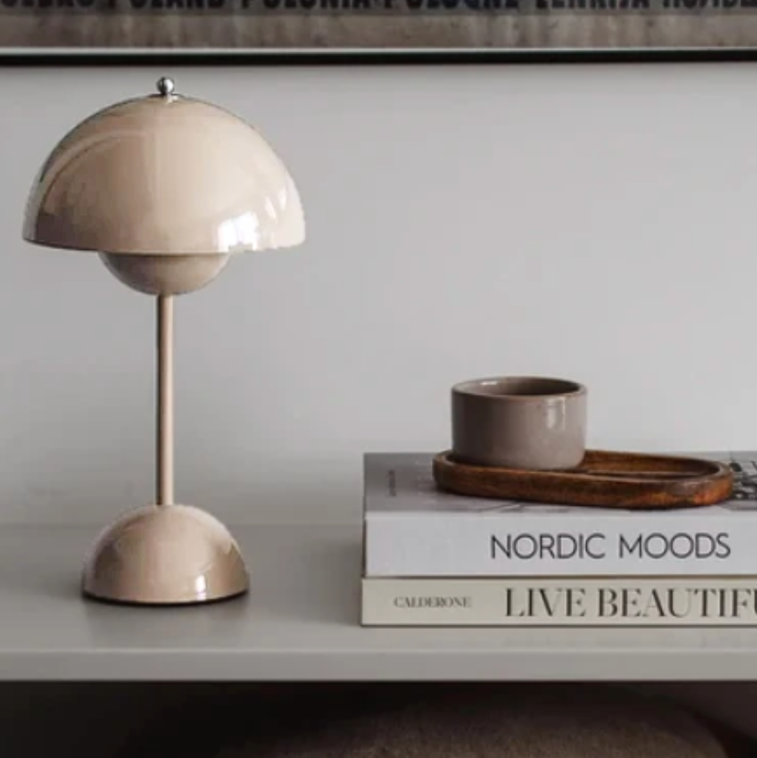 Cordless Retro LED Table Lamp with Umbrella Design
