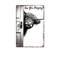 CowFrame™ – Funny Rustic Highland Cow Frame Bathroom Sign