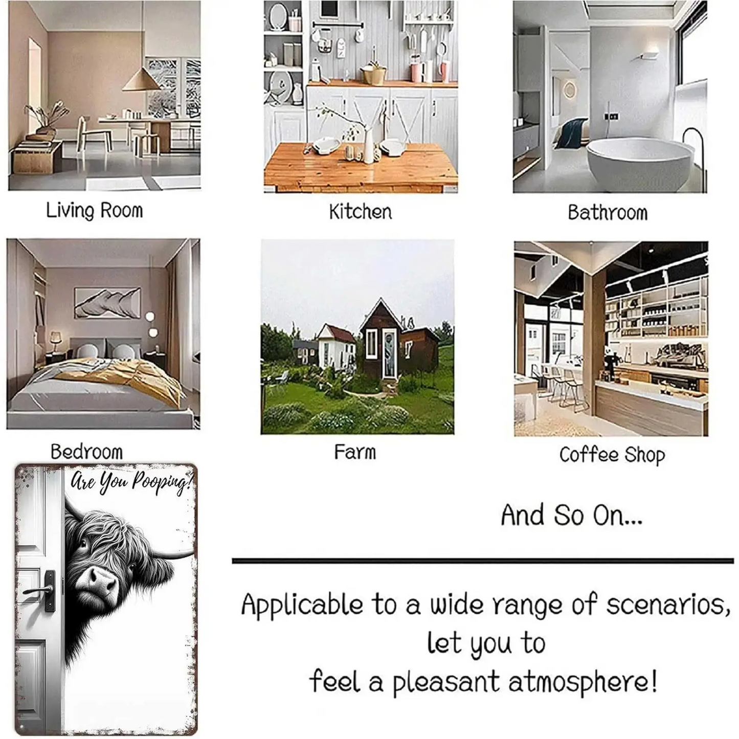 CowFrame™ – Funny Rustic Highland Cow Frame Bathroom Sign