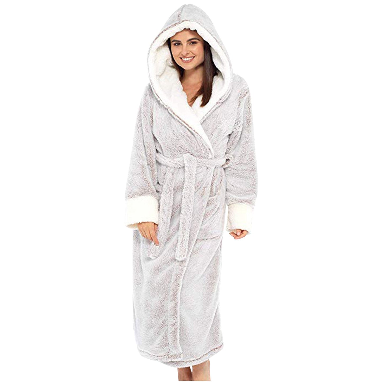 Cozy Fleece Robe with Hood and Belt
