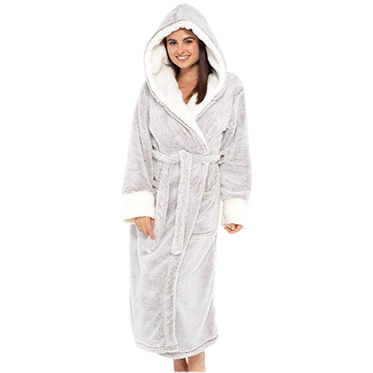 Cozy Fleece Robe with Hood and Belt
