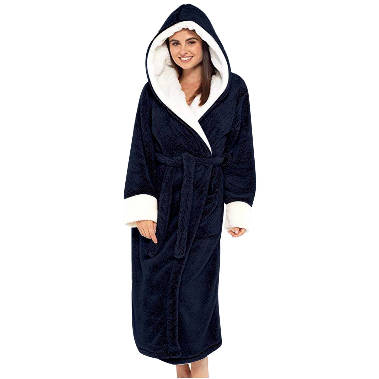 Cozy Fleece Robe with Hood and Belt
