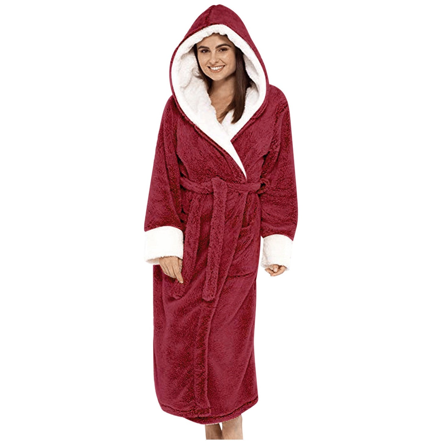 Cozy Fleece Robe with Hood and Belt