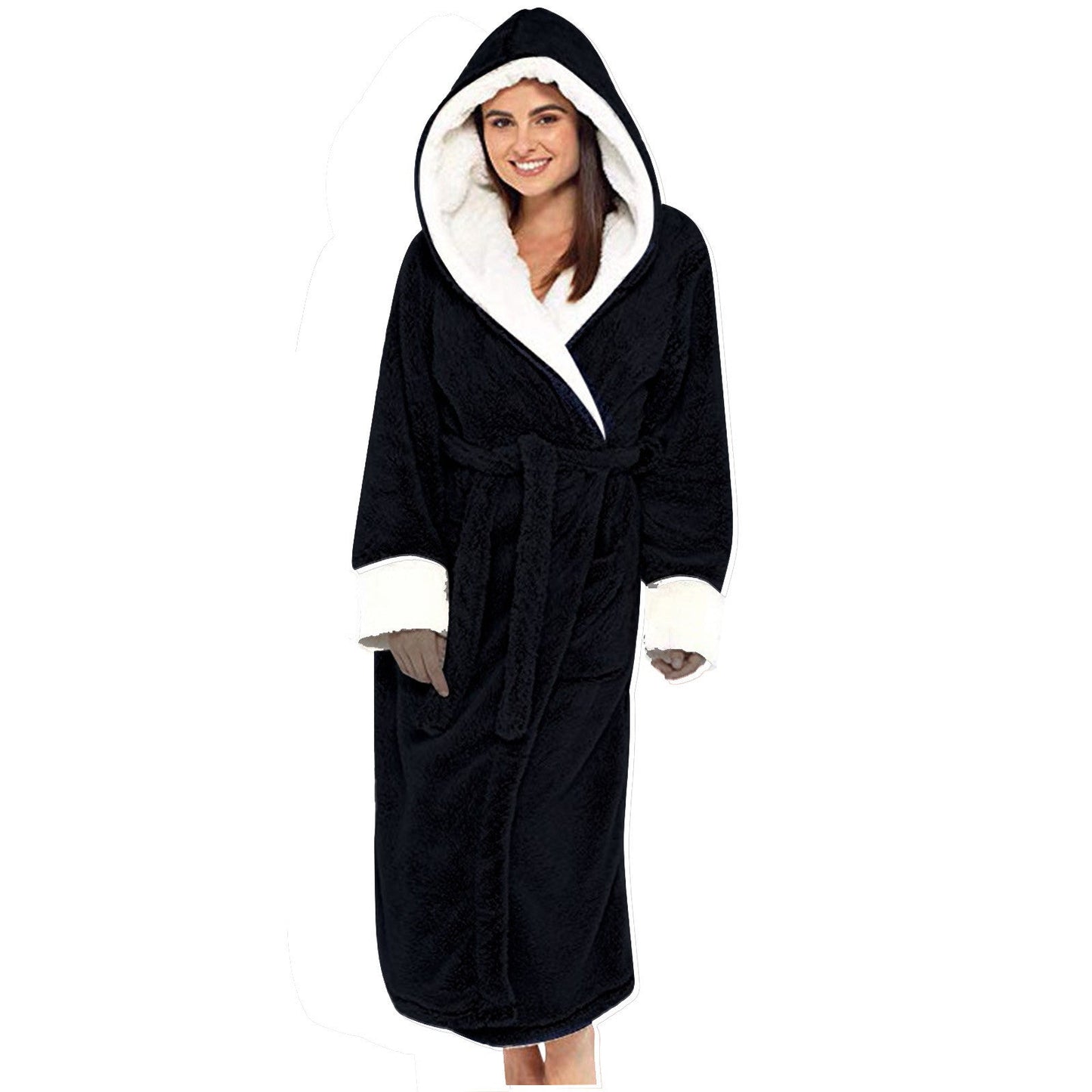Cozy Fleece Robe with Hood and Belt