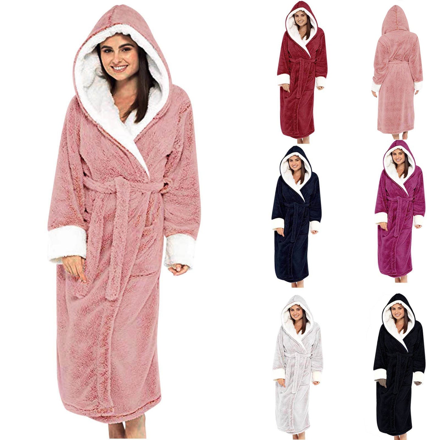 Cozy Fleece Robe with Hood and Belt