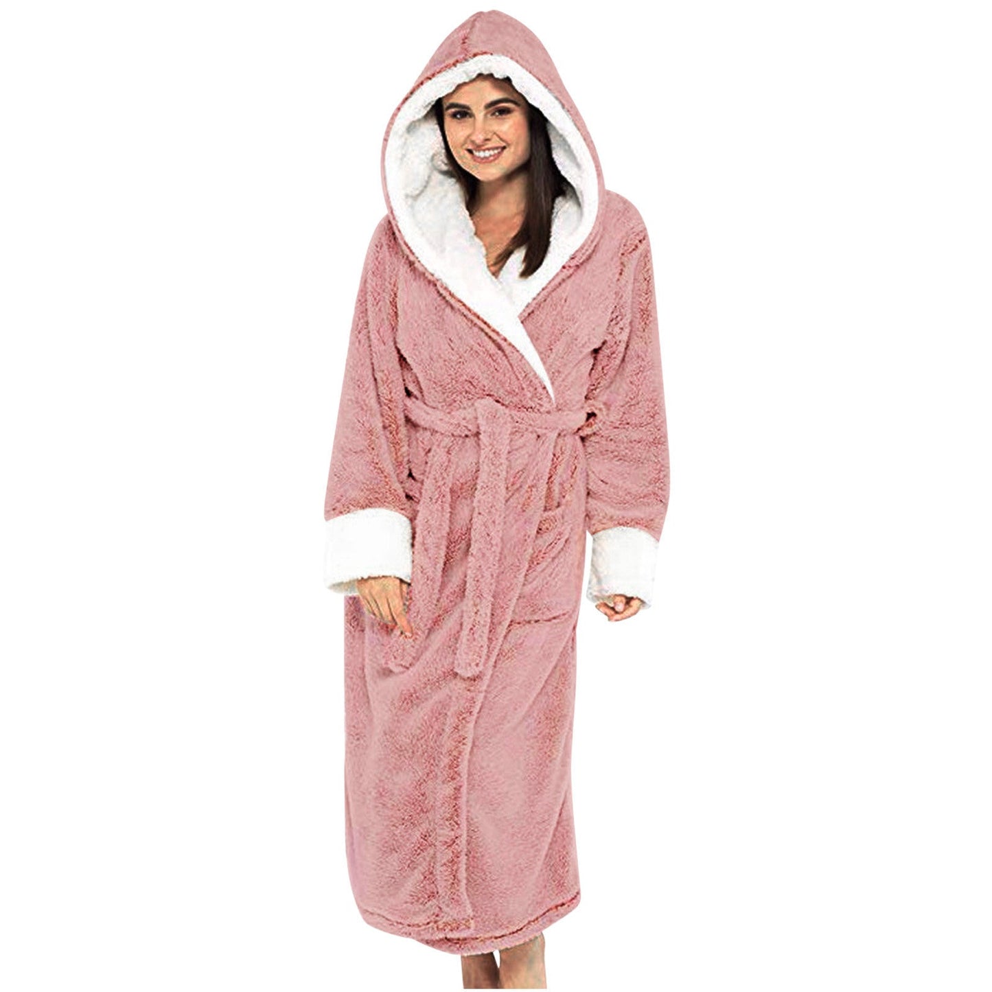 Cozy Fleece Robe with Hood and Belt