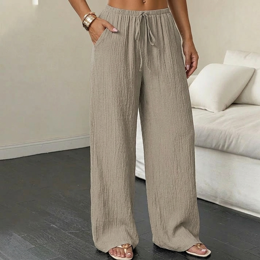 Crinkle Textured Wide Leg Pants