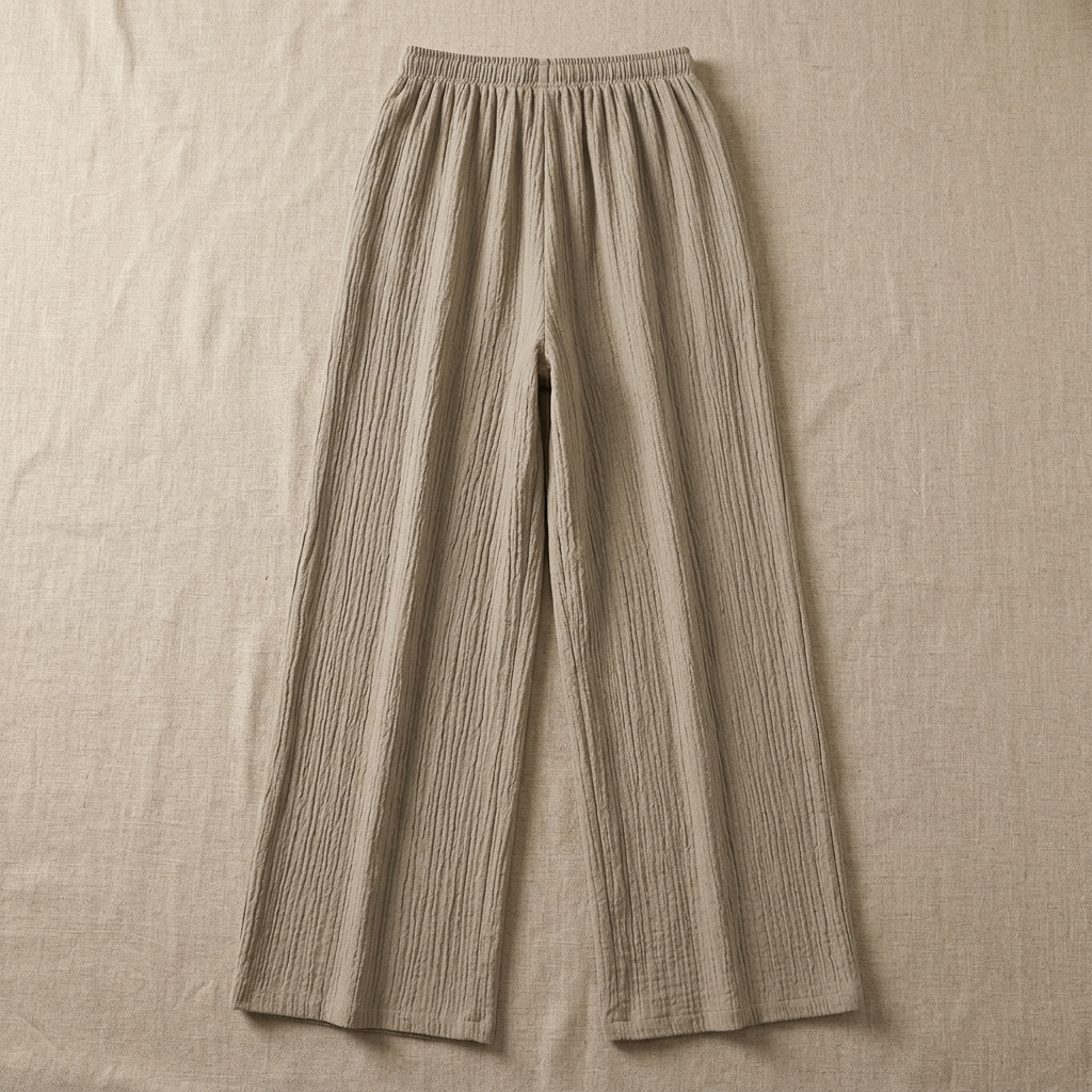 Crinkle Textured Wide Leg Pants