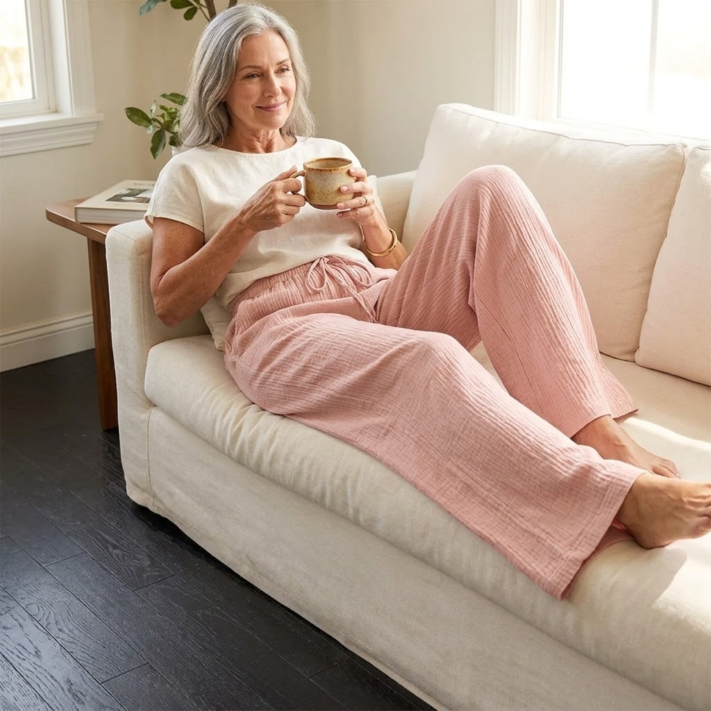 Crinkle Textured Wide Leg Pants