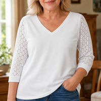 Crochet Sleeve V-Neck Top
