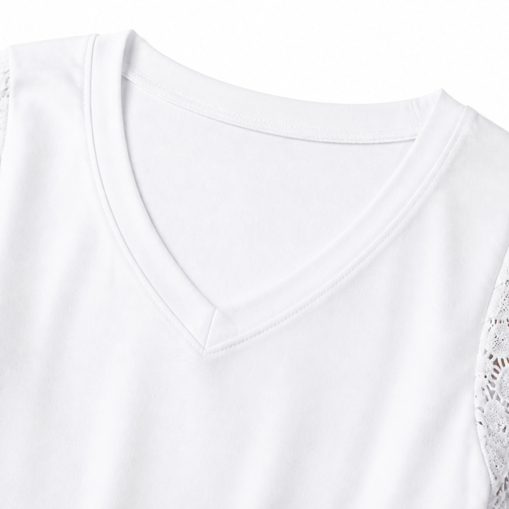 Crochet Sleeve V-Neck Top