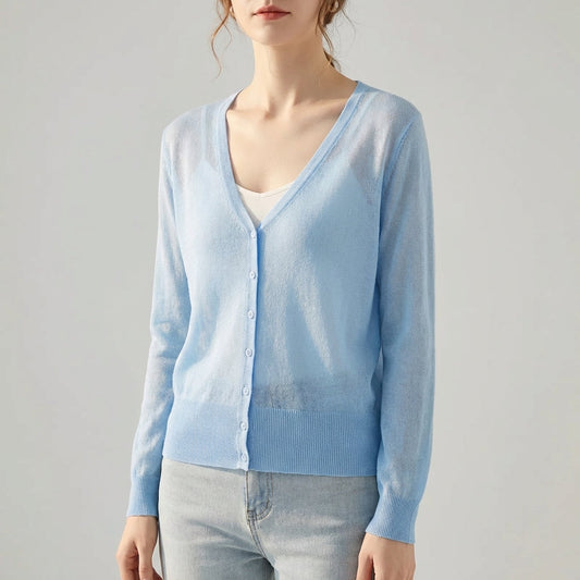 Cropped V Neck Cardigan