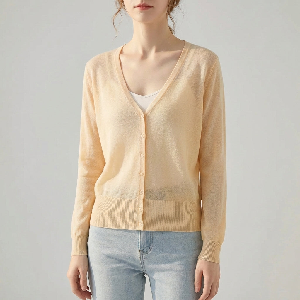 Cropped V Neck Cardigan