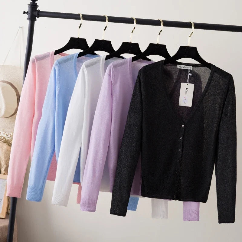 Cropped V Neck Cardigan
