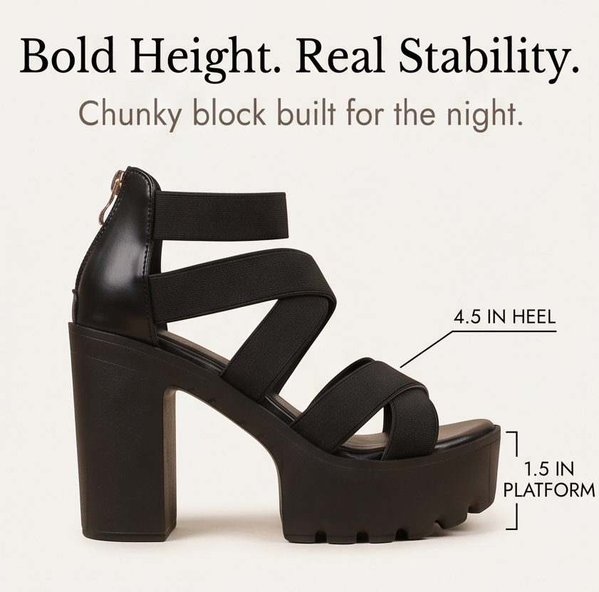 Cross-Strap Platform Heel Sandals