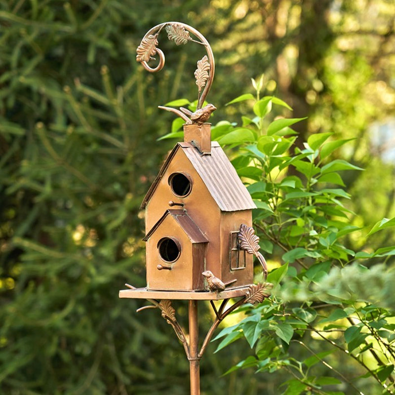 Decorative Birdhouse Garden Stakes Metal Outdoor