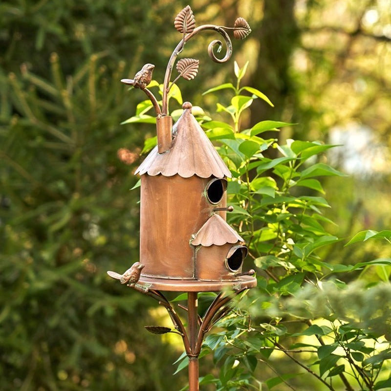 Decorative Birdhouse Garden Stakes Metal Outdoor