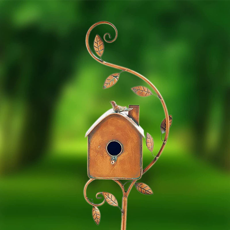 Decorative Birdhouse Garden Stakes Metal Outdoor