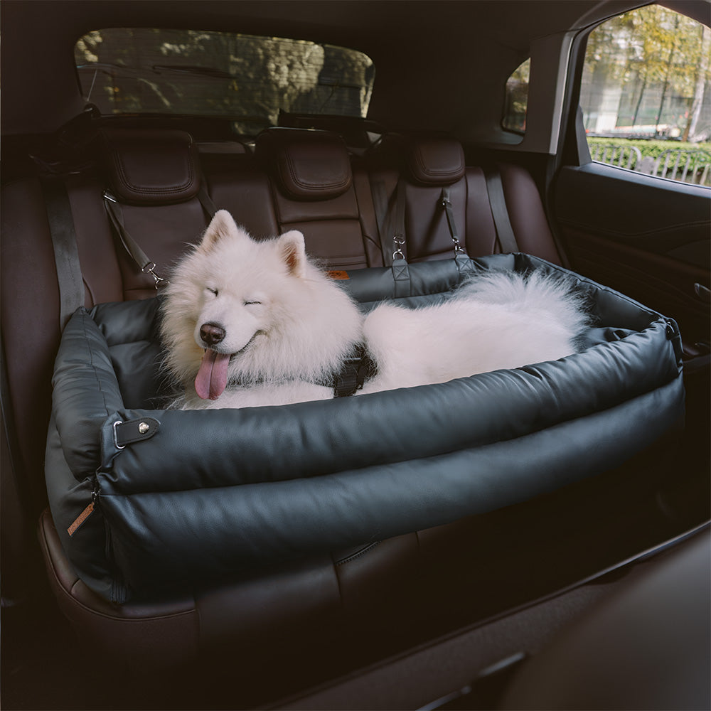 Deluxe Dog Car Seat - Faux Leather Comfort