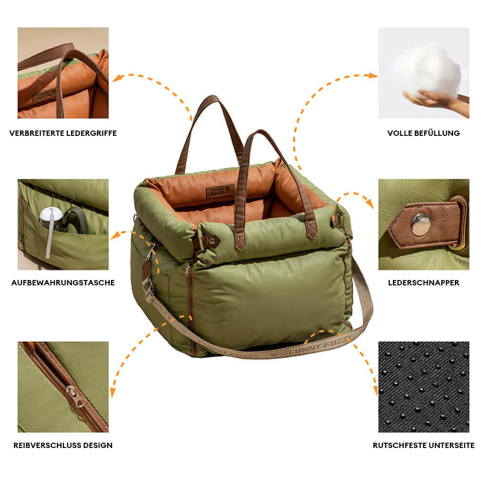 Deluxe Dog Car Seat - Faux Leather Comfort