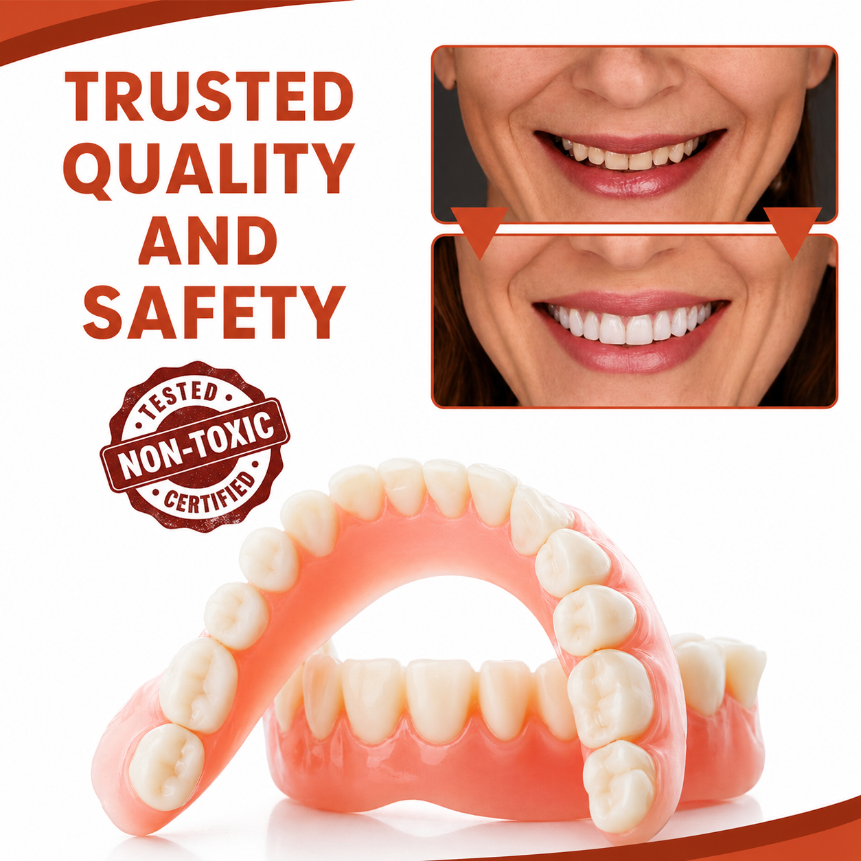 Dentures | Soft Silicone Cushion | Non-Slip Fit Without Pressure Points | SecureSmile