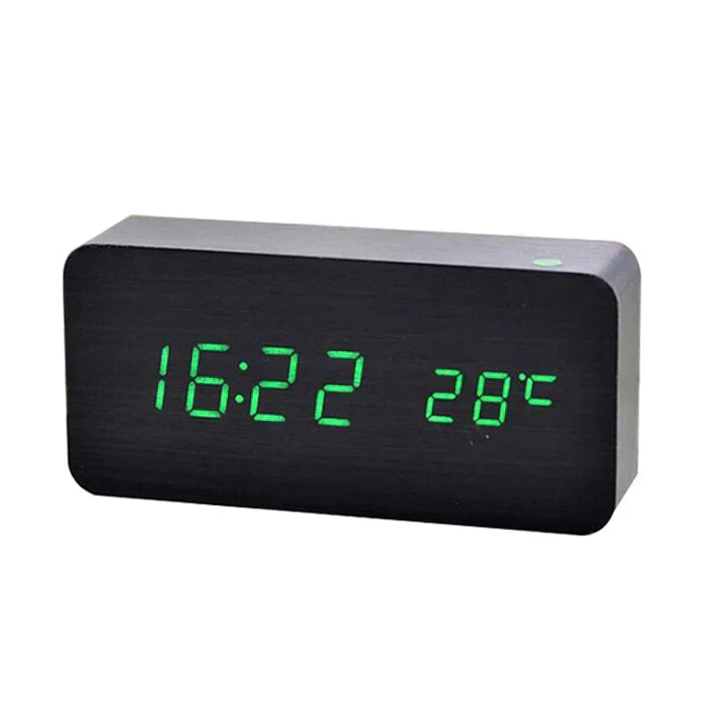 Digital Wooden Alarm Clock | LED Display, Silent Operation