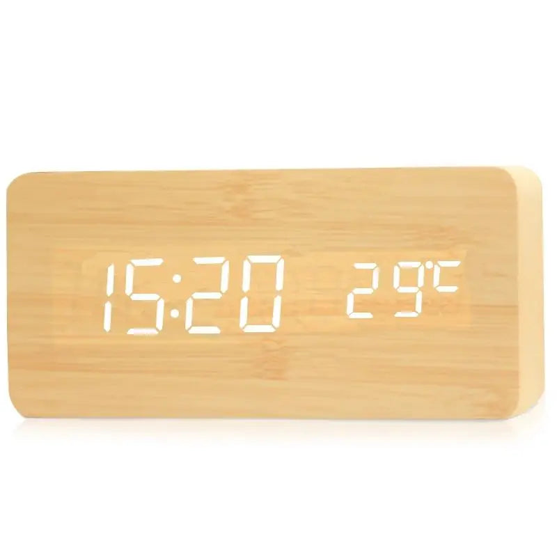 Digital Wooden Alarm Clock | LED Display, Silent Operation