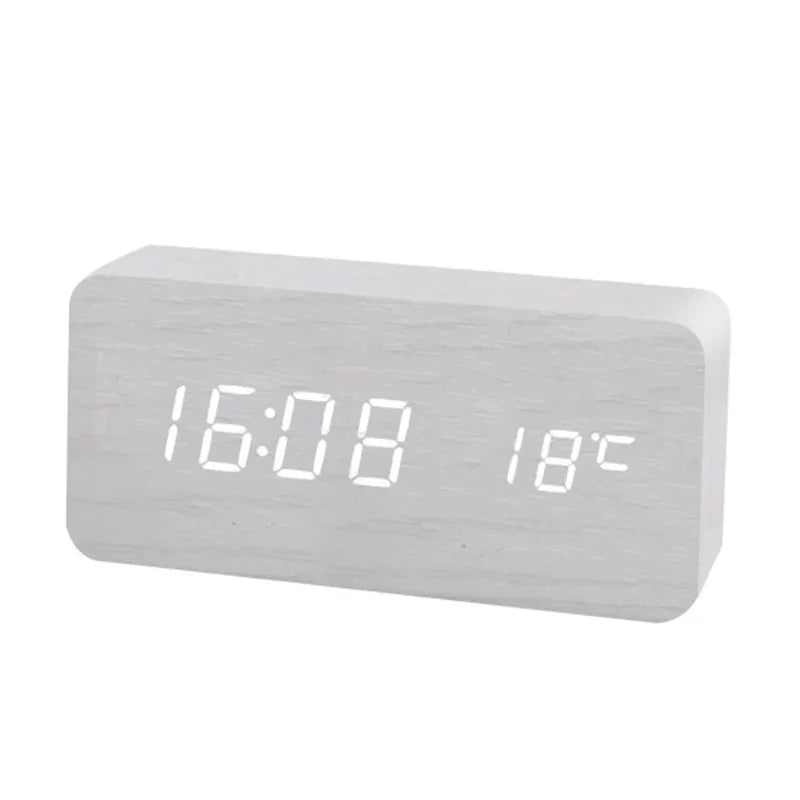 Digital Wooden Alarm Clock | LED Display, Silent Operation