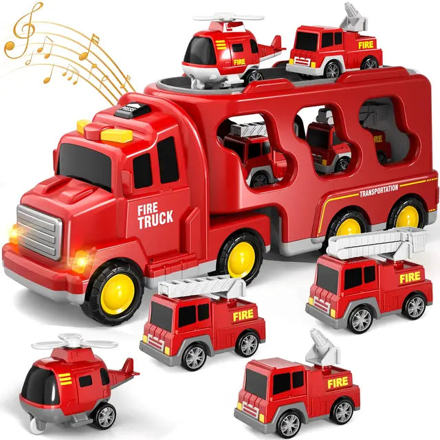 Double Layer Truck Playset - Fire and Construction with Music
