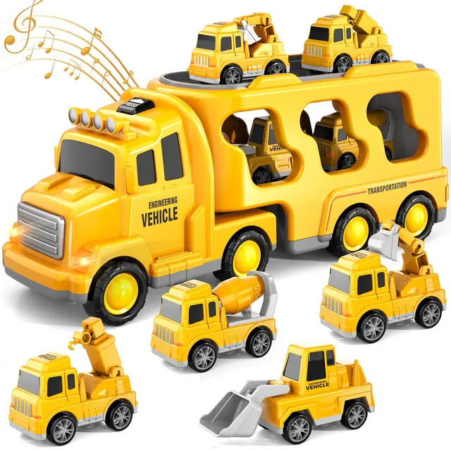 Double Layer Truck Playset - Fire and Construction with Music