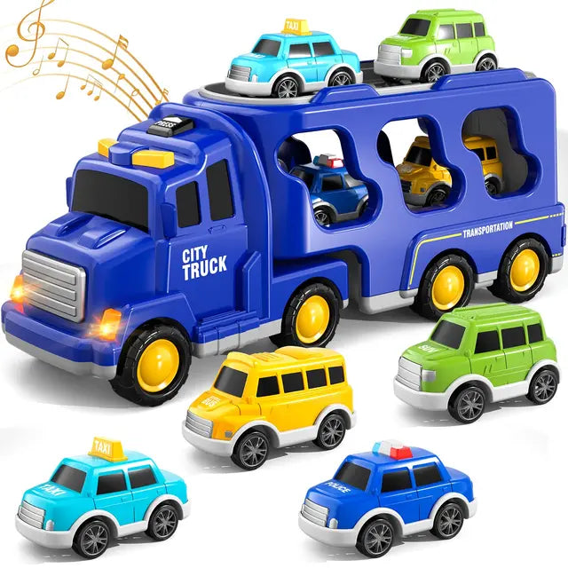 Double Layer Truck Playset - Fire and Construction with Music