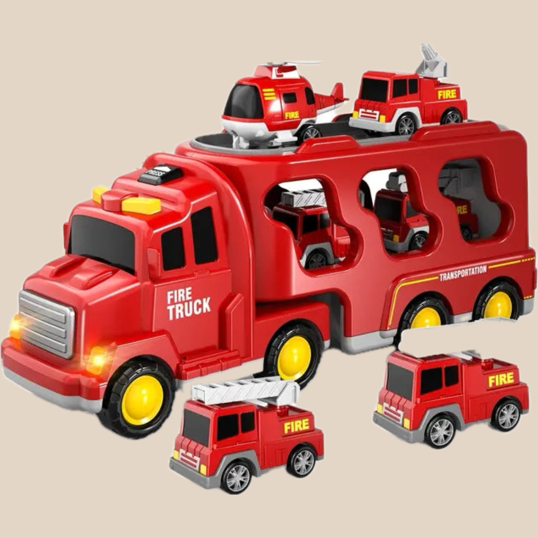 Double Layer Truck Playset - Fire and Construction with Music
