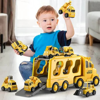 Double Layer Truck Playset - Fire and Construction with Music