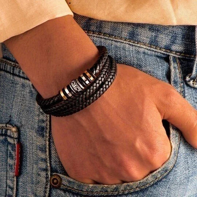 Double Row Black Men's Bracelet
