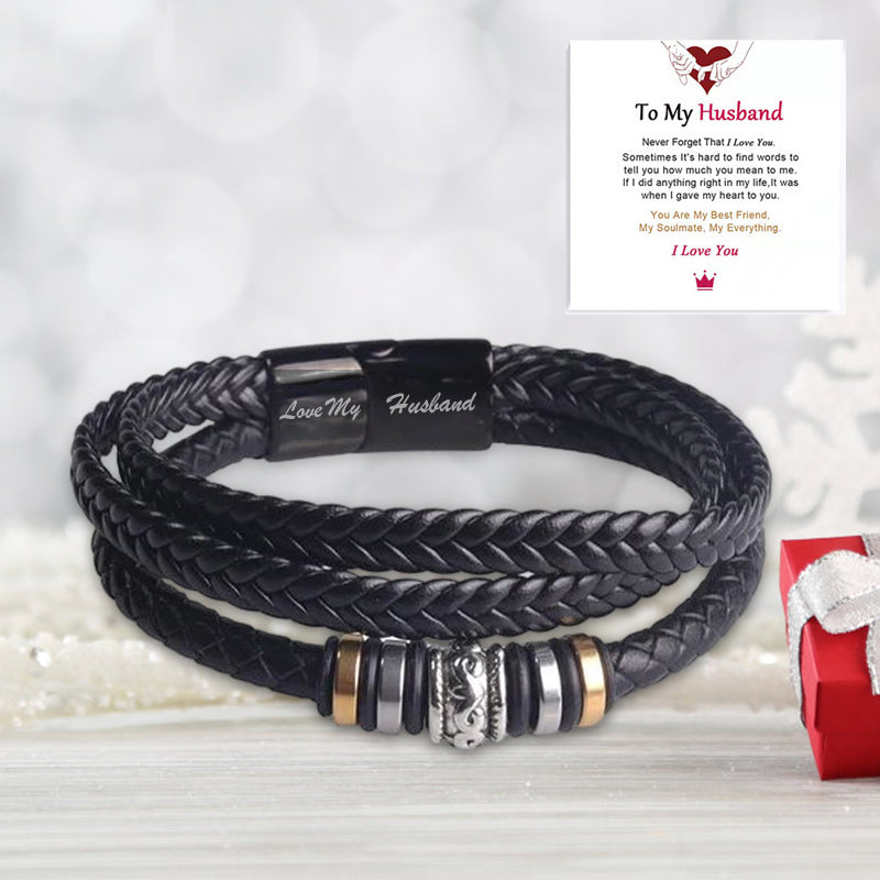 Double Row Black Men's Bracelet