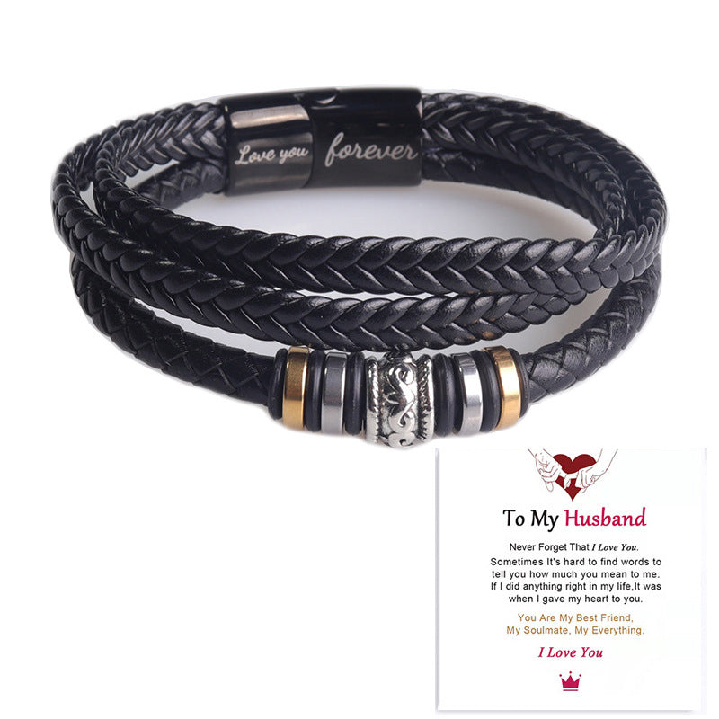 Double Row Black Men's Bracelet