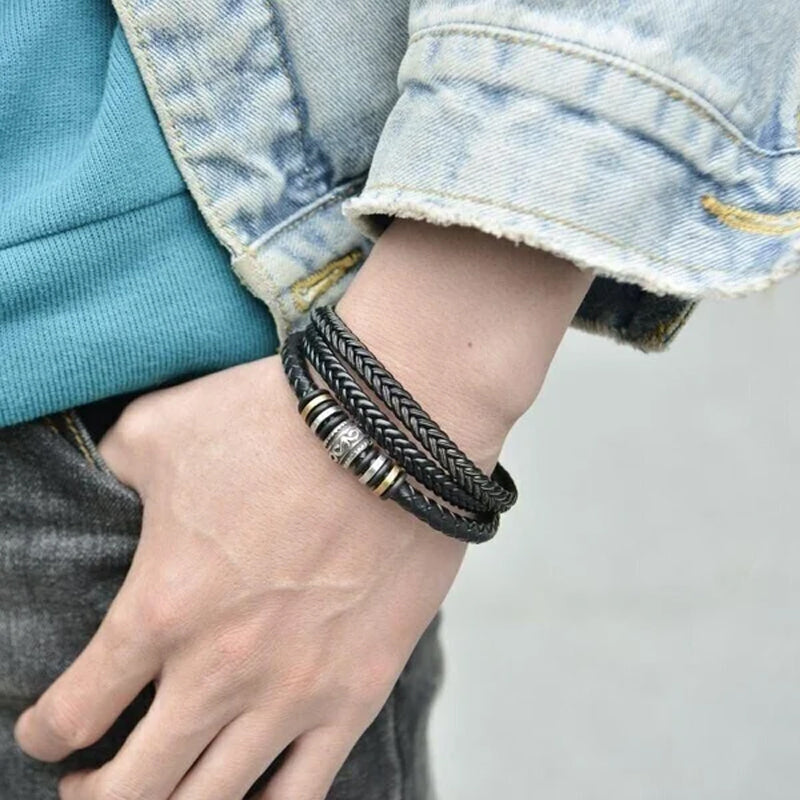 Double Row Black Men's Bracelet