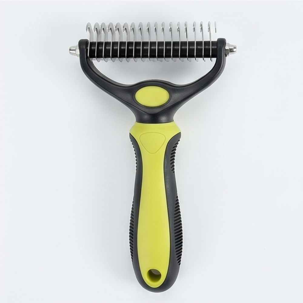 Double-Sided Dematting Brush for Shedding Dogs