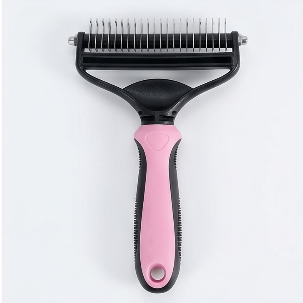 Double-Sided Dematting Brush for Shedding Dogs