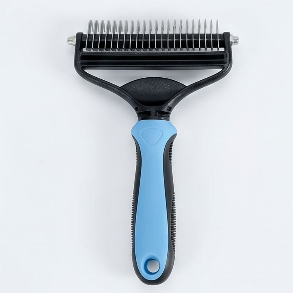 Double-Sided Dematting Brush for Shedding Dogs