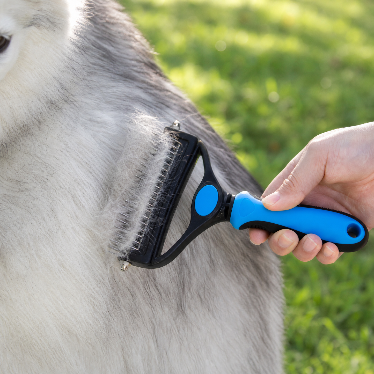 Double-Sided Dematting Brush for Shedding Dogs