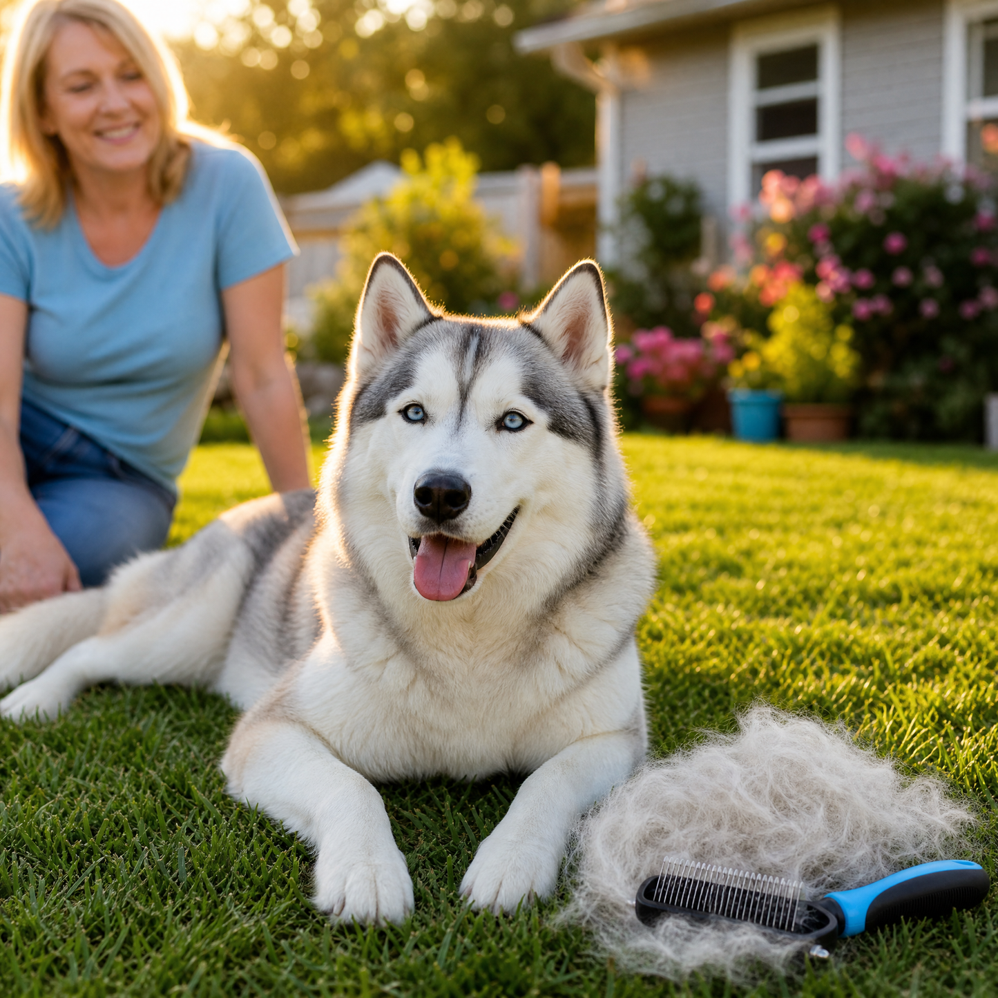 Double-Sided Dematting Brush for Shedding Dogs