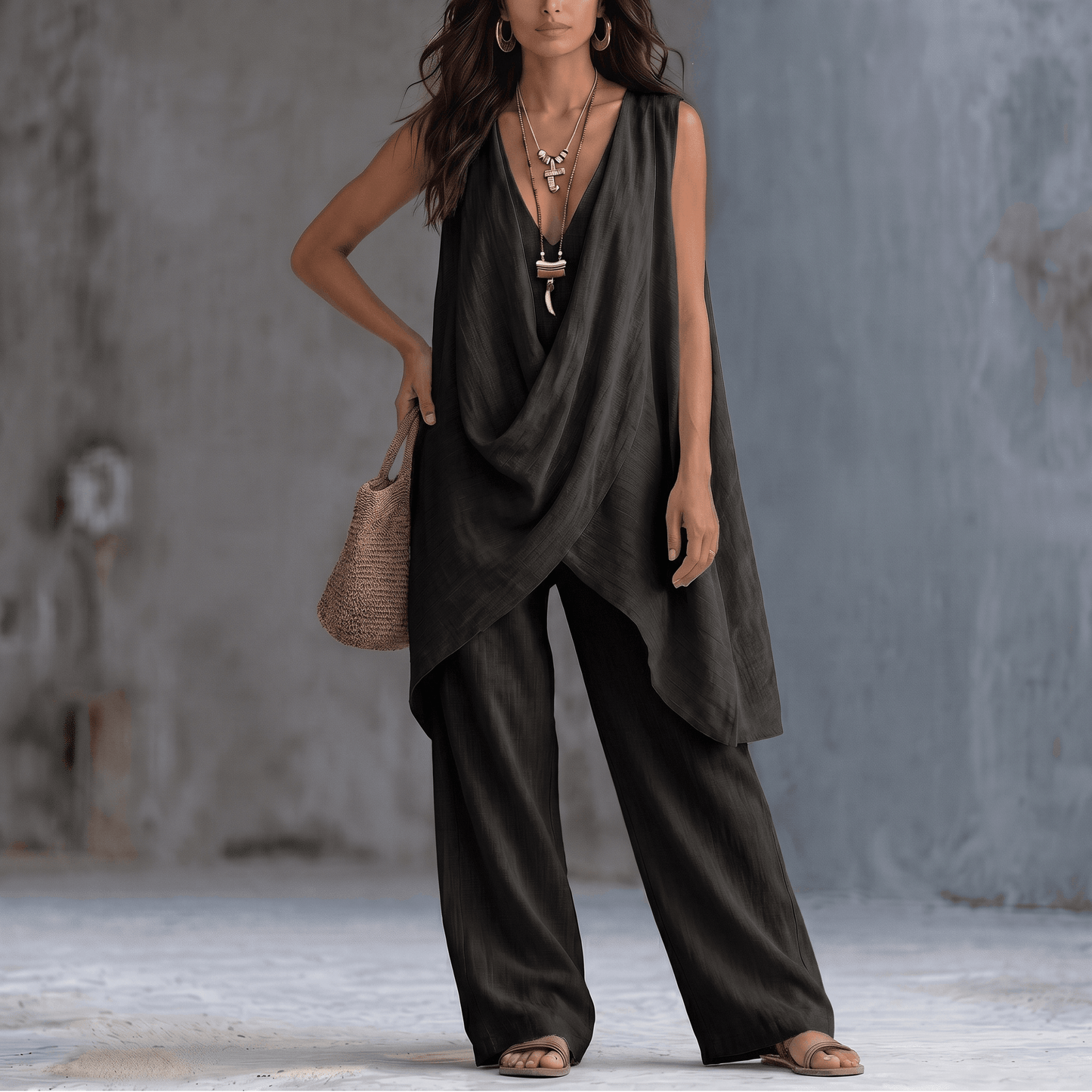 Draped Two-Piece Set