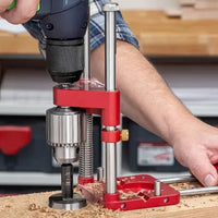Drill Press Guide for Handheld Drills - Portable & Adjustable Woodworking Jig